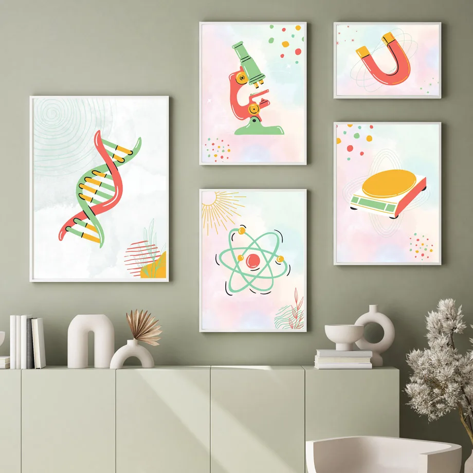 Science Nursery - 1 Stück rahmenloses Leinwandgemälde, Wissenschaft, biologische