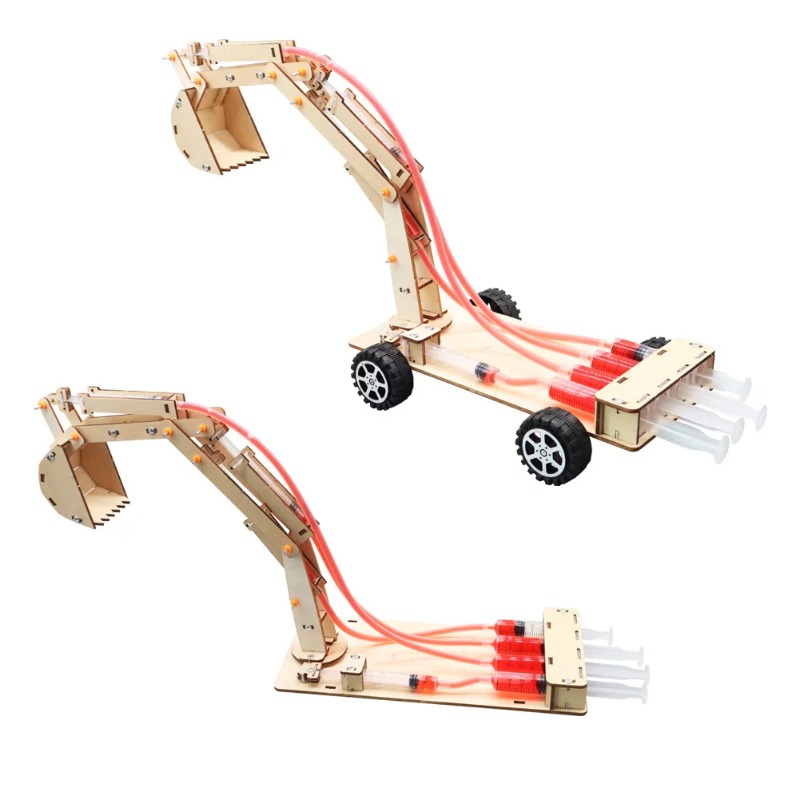 Science Nature - Handgefertigter Hydraulikbagger DIY Student Technology Kleine