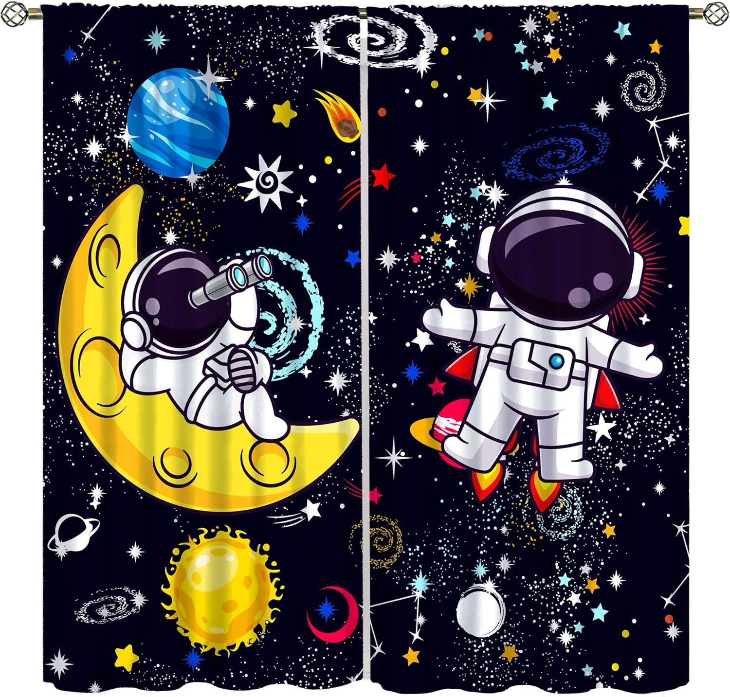 Science Nursery - Galaxy Science Vorhang-Dekoration, Boho Kosmischer Weltraum-Nachtvorhang,